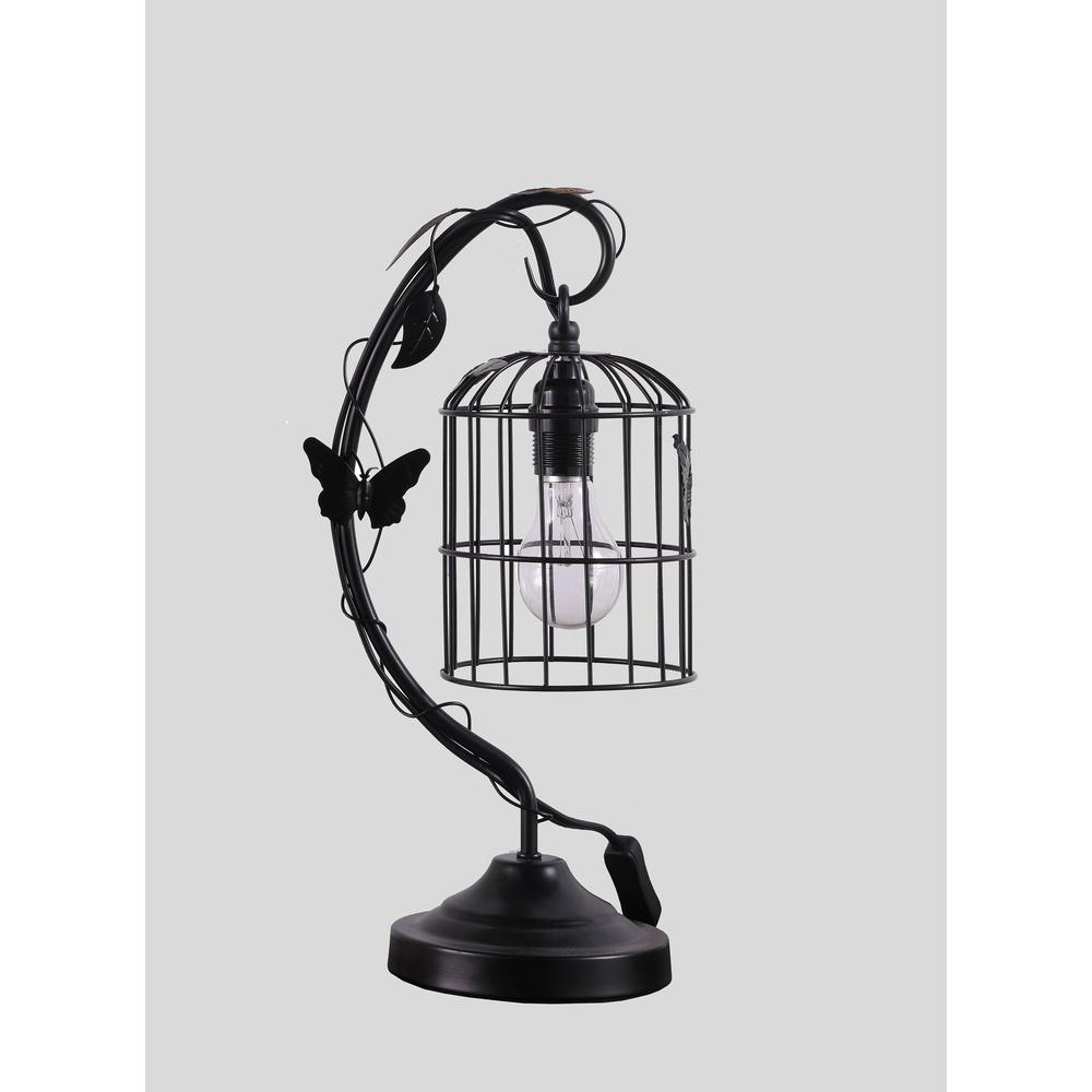18” Modern Black Butterfly Cage Table Lamp. Picture 1