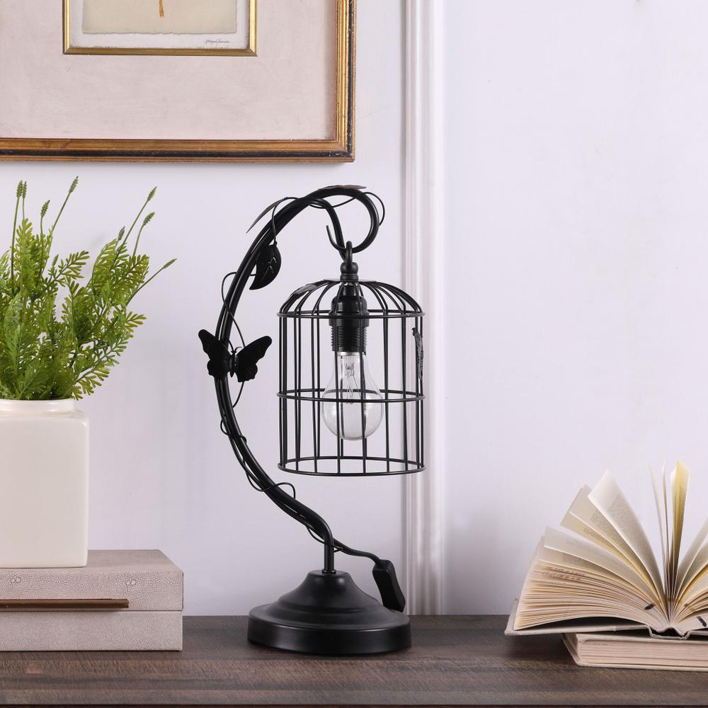 18” Modern Black Butterfly Cage Table Lamp. Picture 2