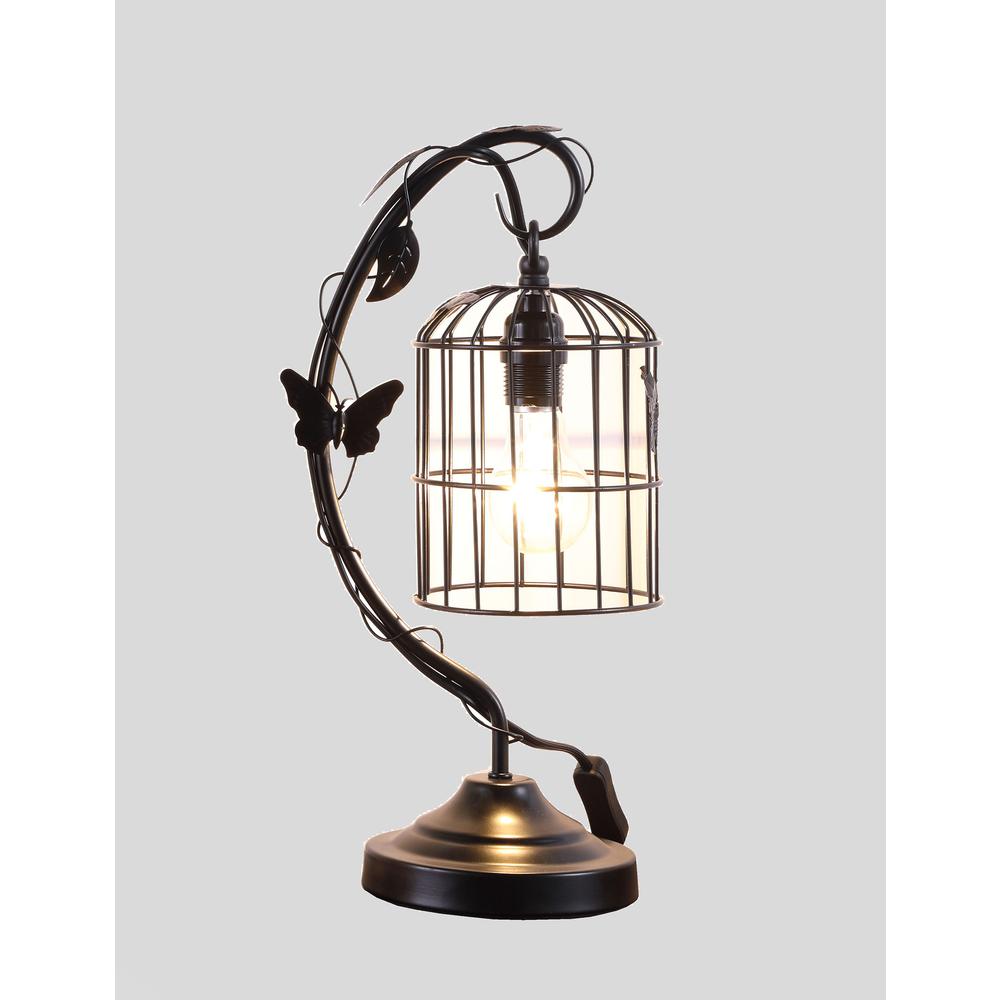18” Modern Black Butterfly Cage Table Lamp. Picture 4