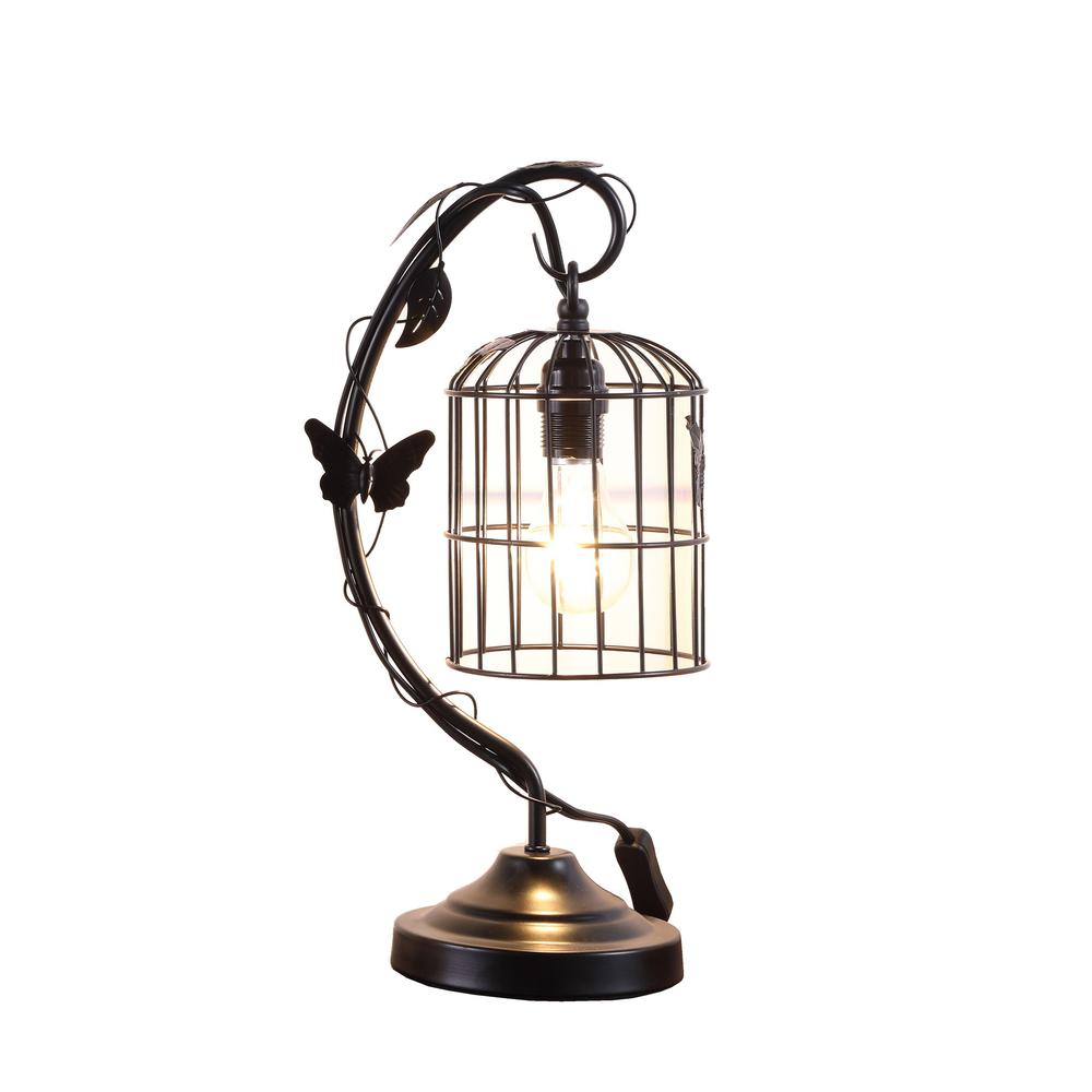 18” Modern Black Butterfly Cage Table Lamp. Picture 5