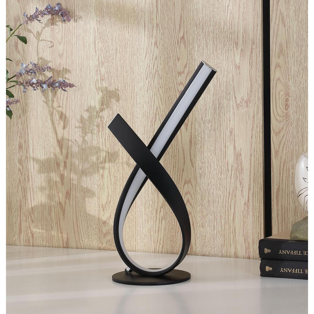 17” Black Abstract Ribbon Metal Lamp With UV Light. Picture 2