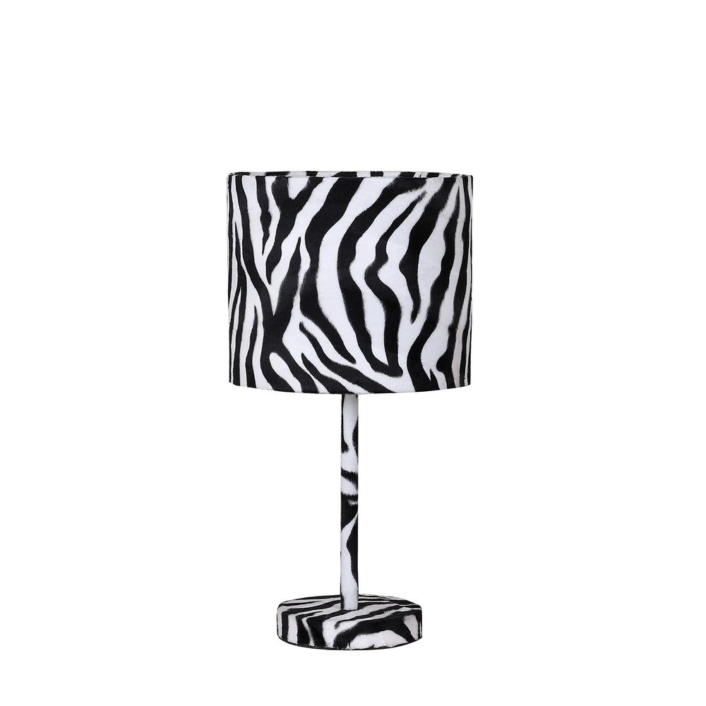 19” Modern Faux Zebra Print Suede Table Lamp. Picture 1