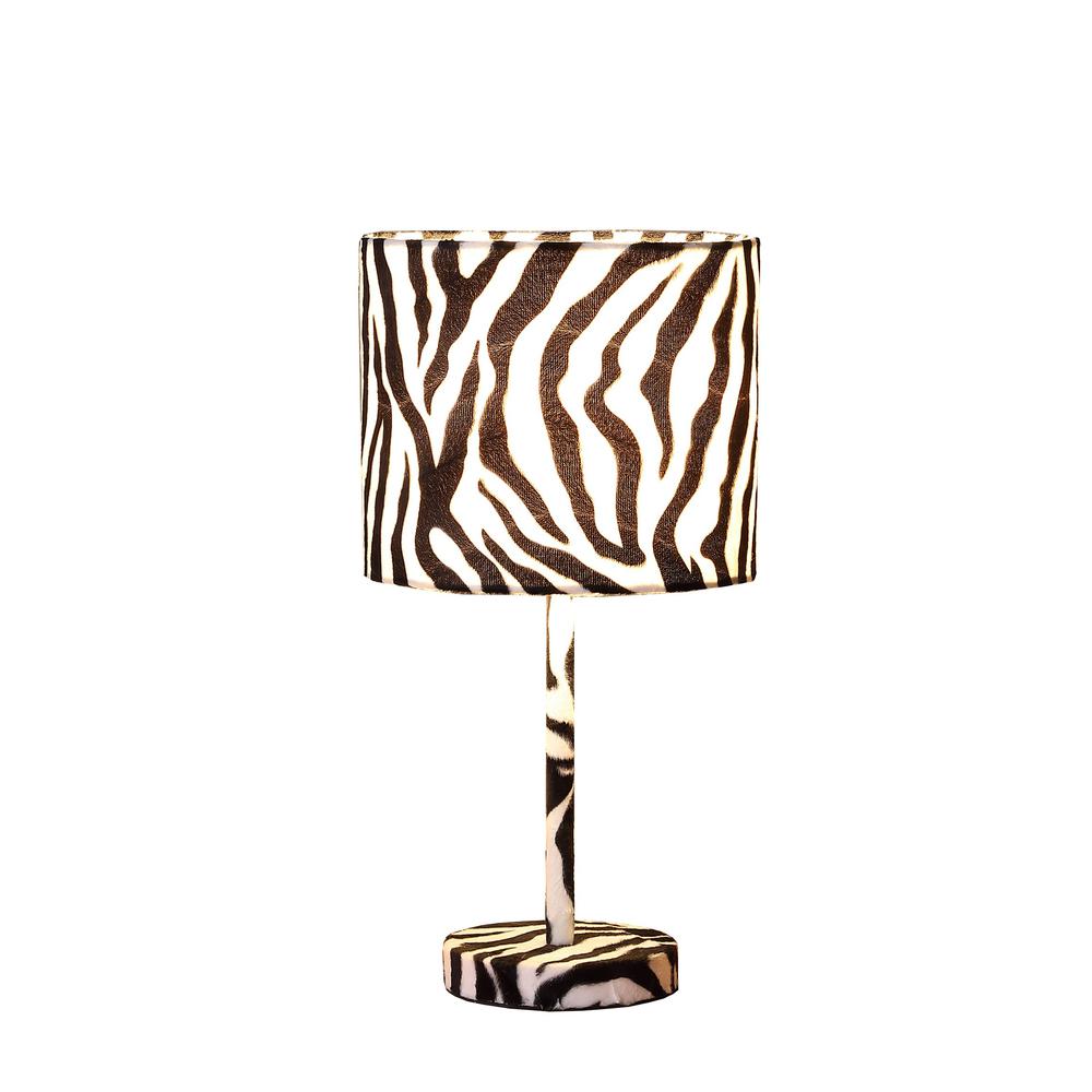 19” Modern Faux Zebra Print Suede Table Lamp. Picture 4