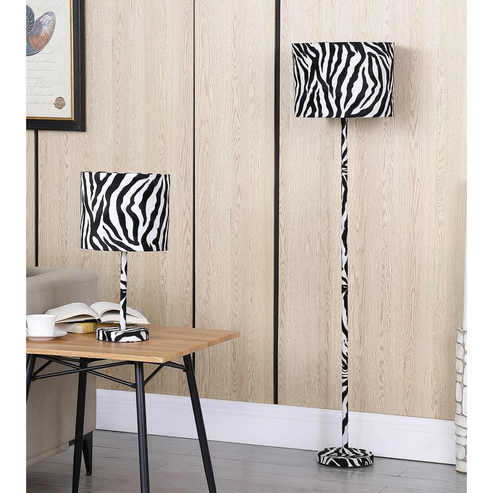 19” Modern Faux Zebra Print Suede Table Lamp. Picture 5