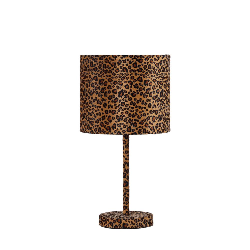 19” Modern Faux Leopard Print Suede Table Lamp. Picture 1