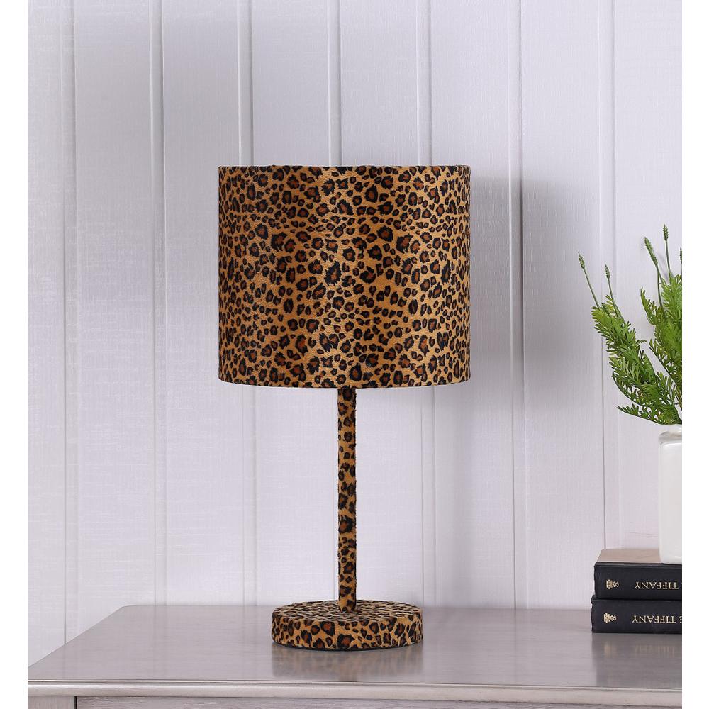 19” Modern Faux Leopard Print Suede Table Lamp. Picture 2
