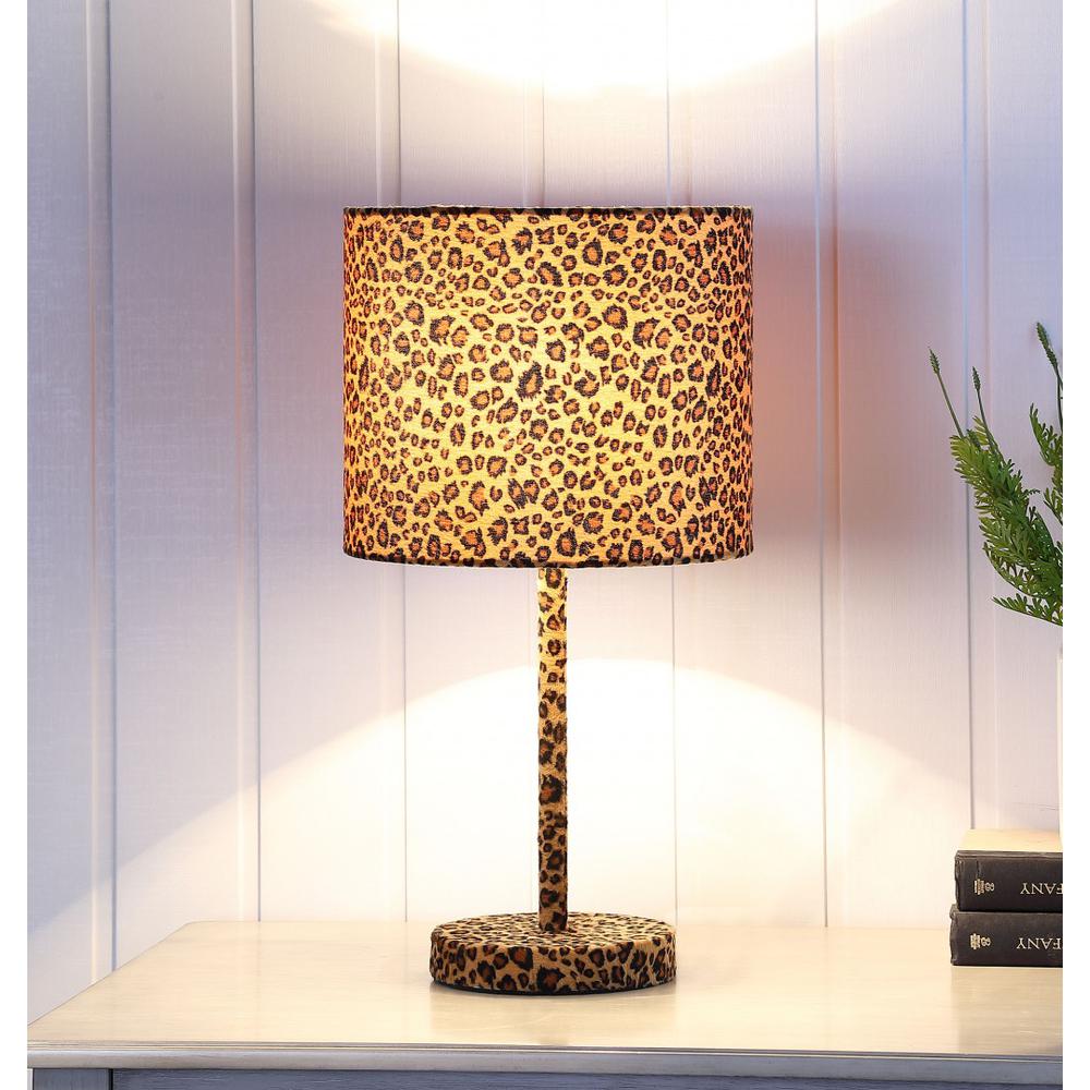 19” Modern Faux Leopard Print Suede Table Lamp. Picture 3