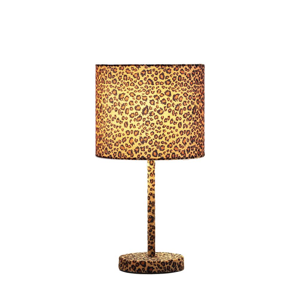 19” Modern Faux Leopard Print Suede Table Lamp. Picture 4