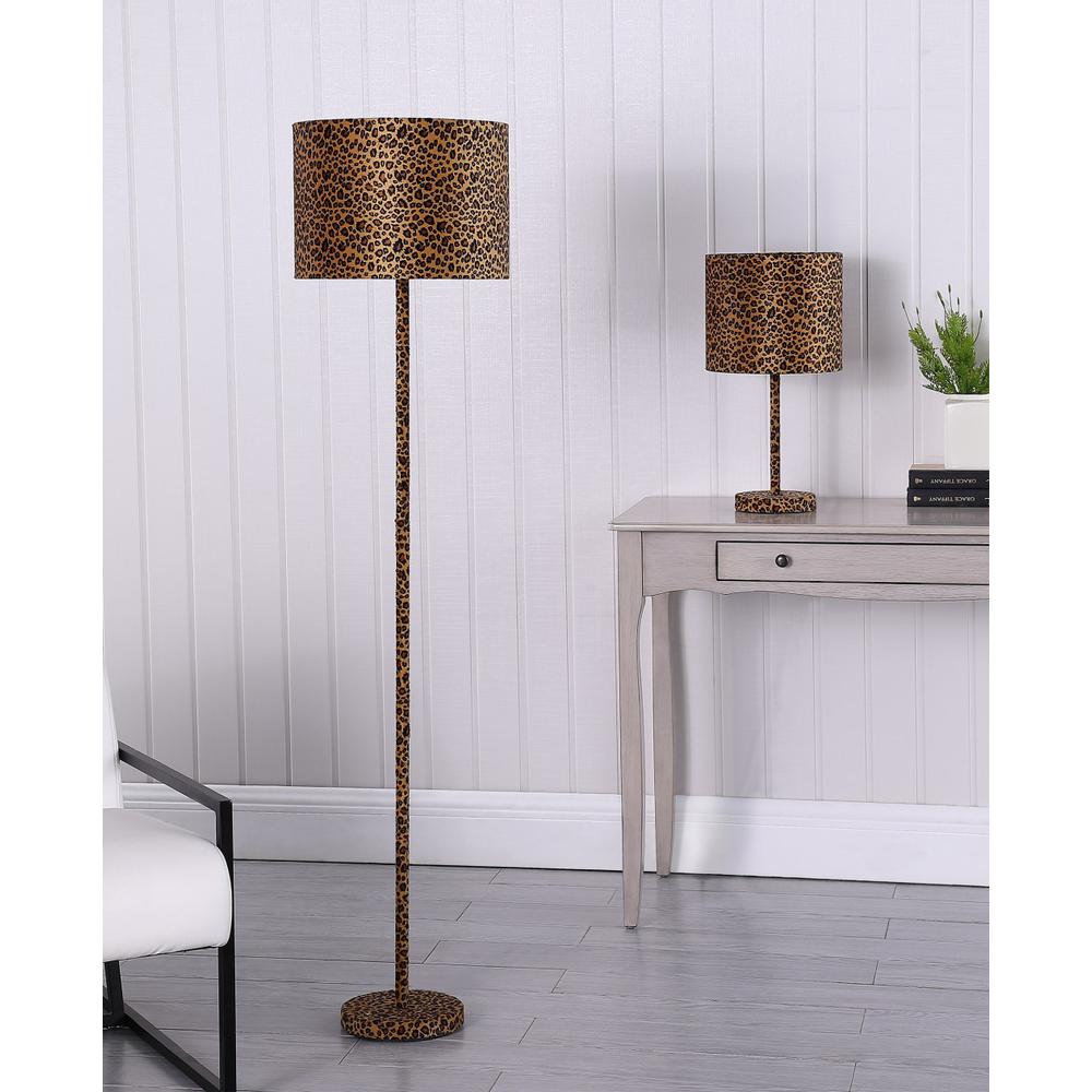 19” Modern Faux Leopard Print Suede Table Lamp. Picture 5