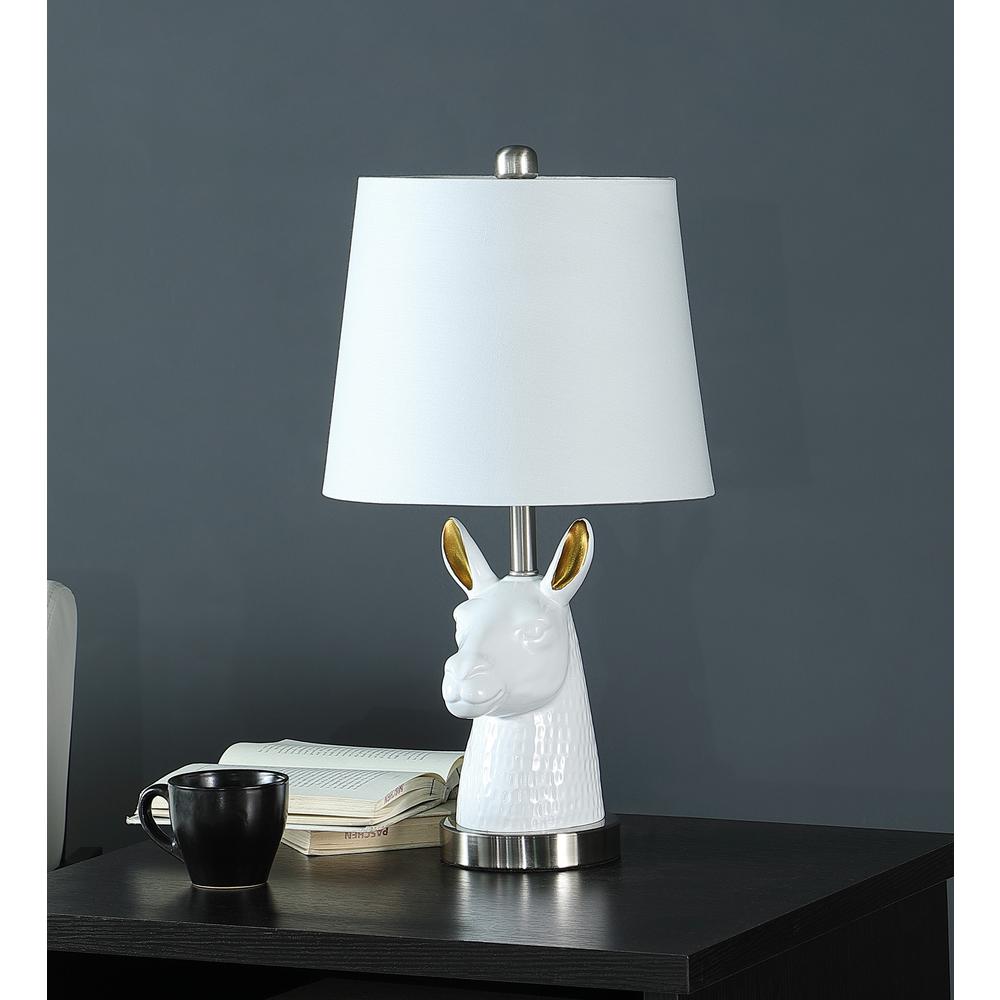 21” White and Gold Llama Table Lamp. Picture 2