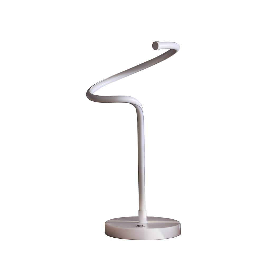 18" White Curvy Spiral LED Table Lamp. Picture 1