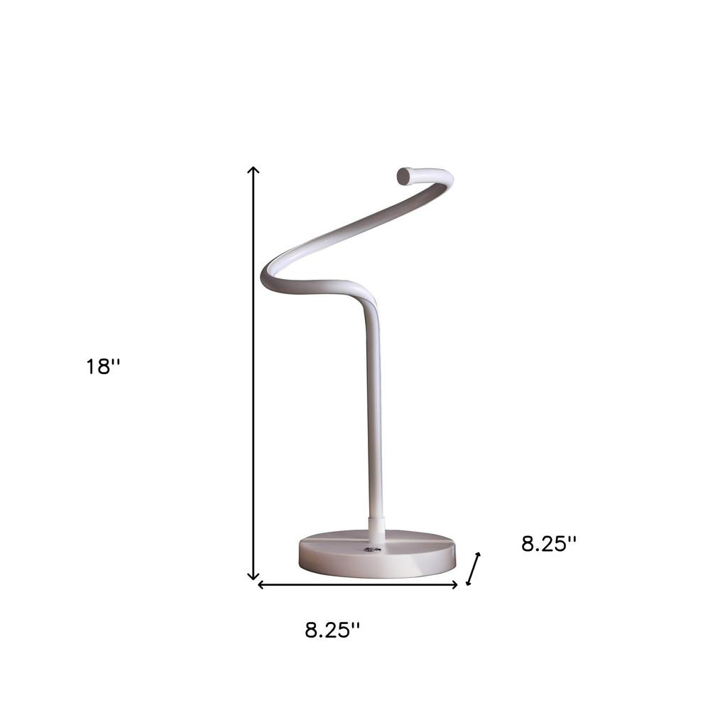 18" White Curvy Spiral LED Table Lamp. Picture 7