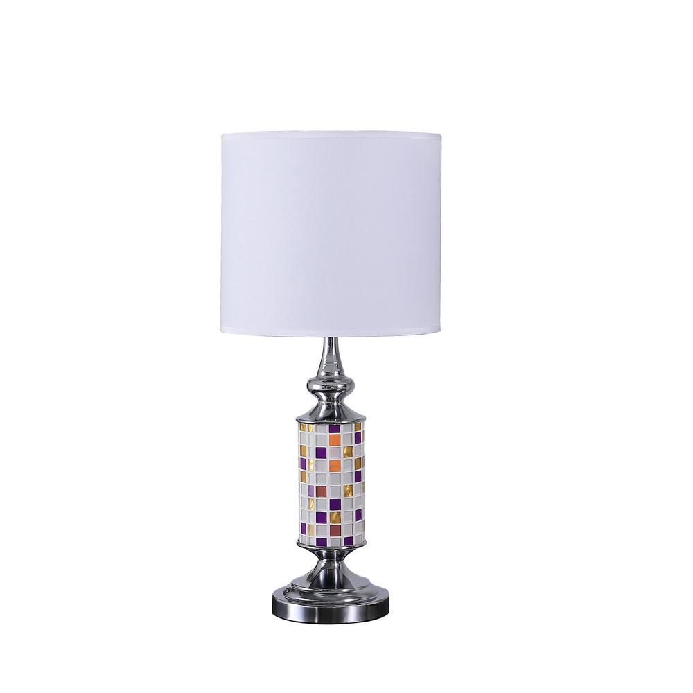 24” Jeweltone Metal And Glass Mosaic Table Lamp. Picture 1