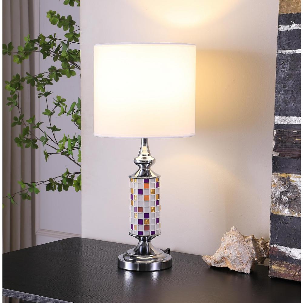 24” Jeweltone Metal And Glass Mosaic Table Lamp. Picture 2