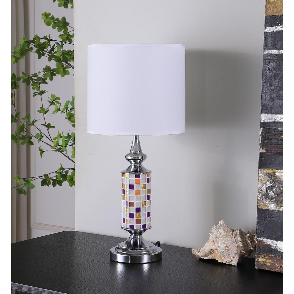 24” Jeweltone Metal And Glass Mosaic Table Lamp. Picture 3