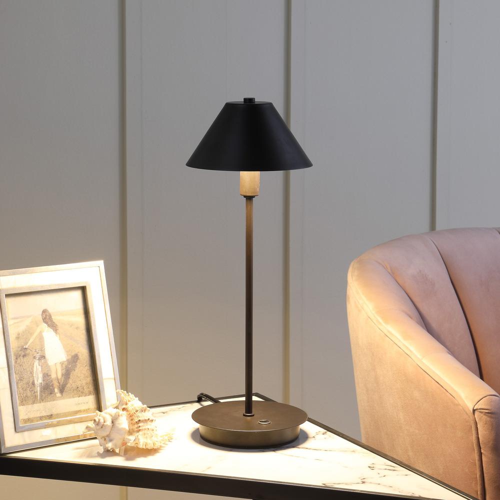 18” Industrial Matte Black Nickel Table Lamp. Picture 2