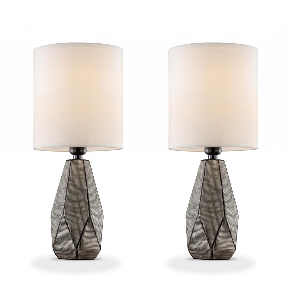 Set of Two Grey and Black Faceted Table Lamps. Picture 3