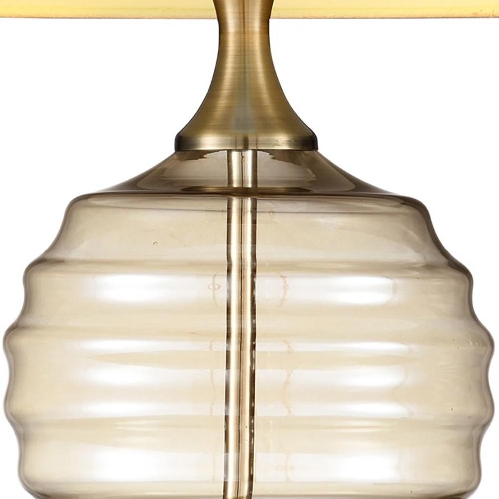 Textured Glass Table Lamp with Cream Fabric Shade. Picture 4
