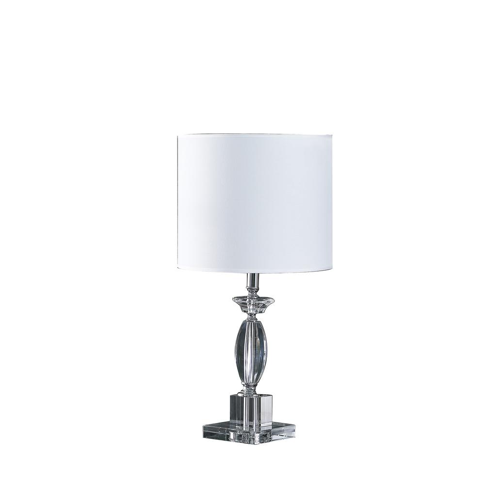 23" Silver Crystal Standard Table Lamp With White Classic Drum Shade Table Lamp. Picture 1