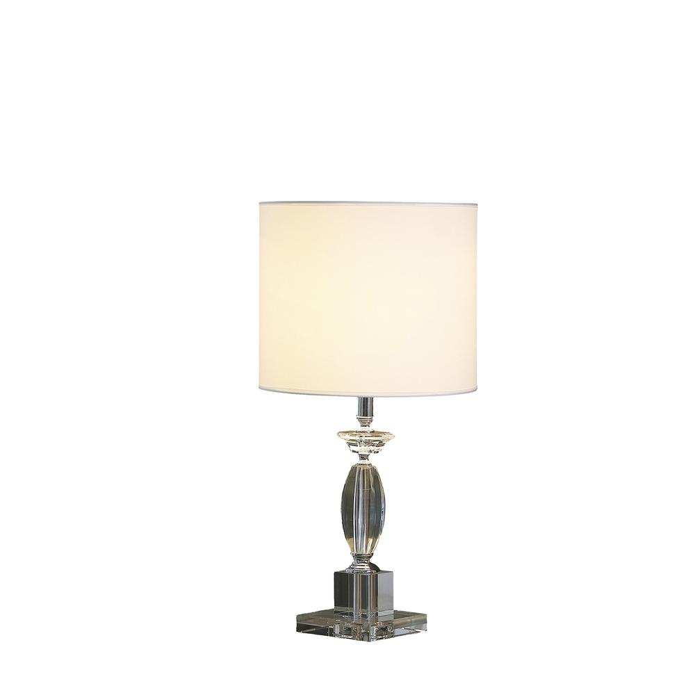 23" Silver Crystal Standard Table Lamp With White Classic Drum Shade Table Lamp. Picture 2