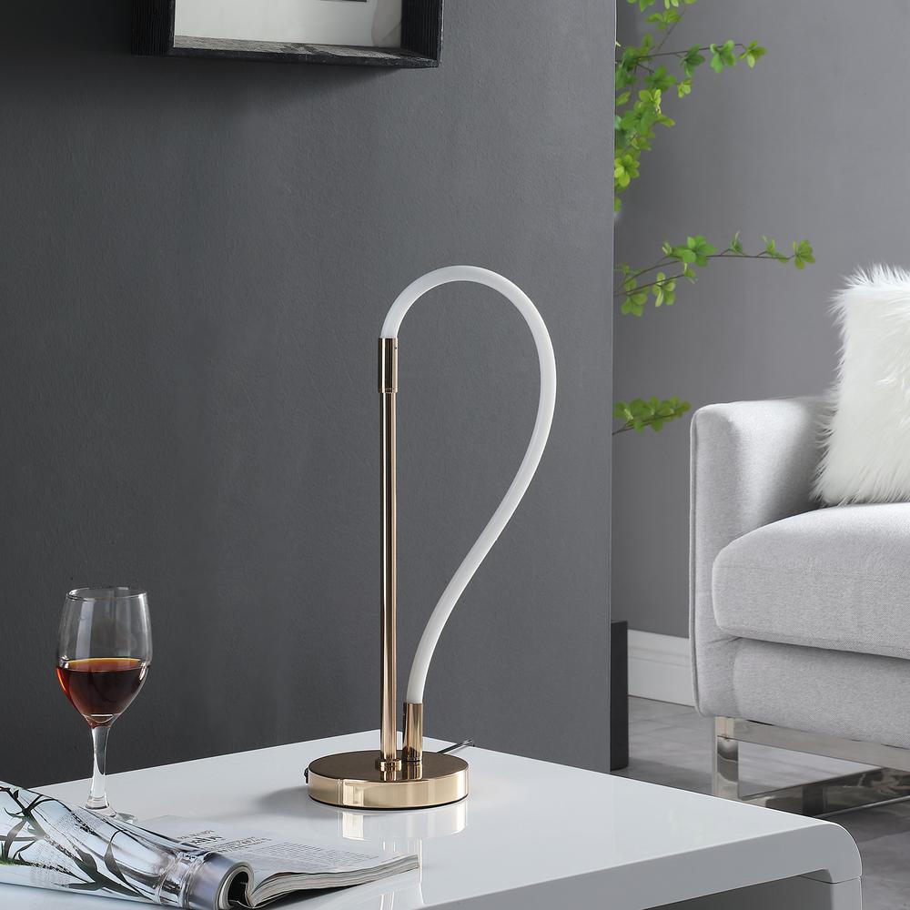 21” Modern Rose Gold LED Elastic Tube Desk Lamp. Picture 3