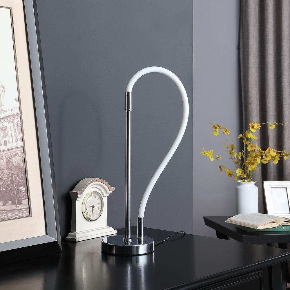 21” Modern Silver LED Elastic Tube Desk Lamp. Picture 3