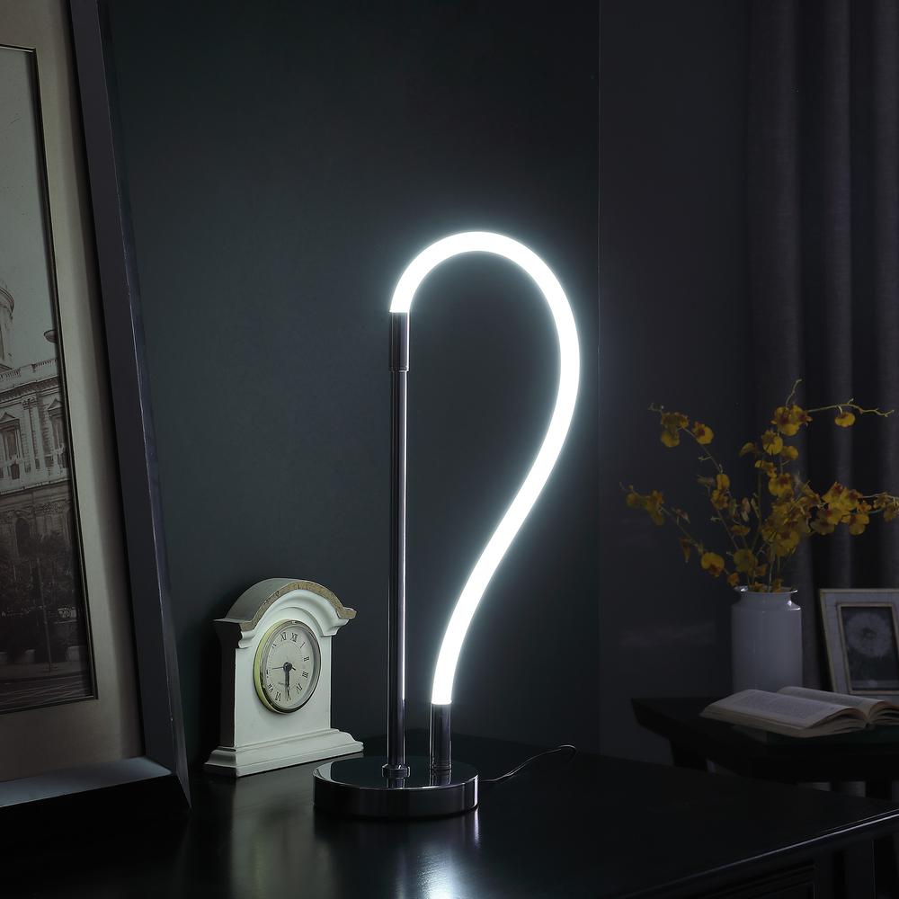 21” Modern Silver LED Elastic Tube Desk Lamp. Picture 4