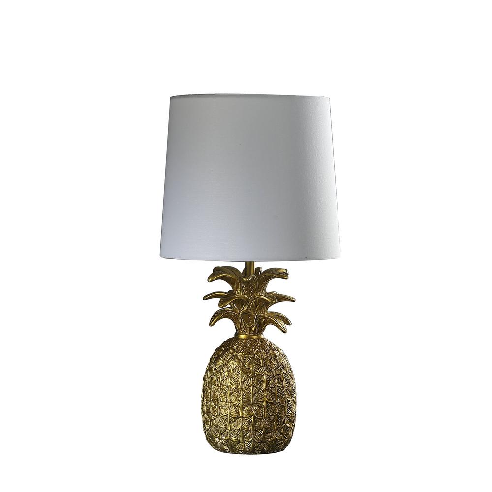 17” Burnished Gold Pineapple Table Lamp. Picture 1