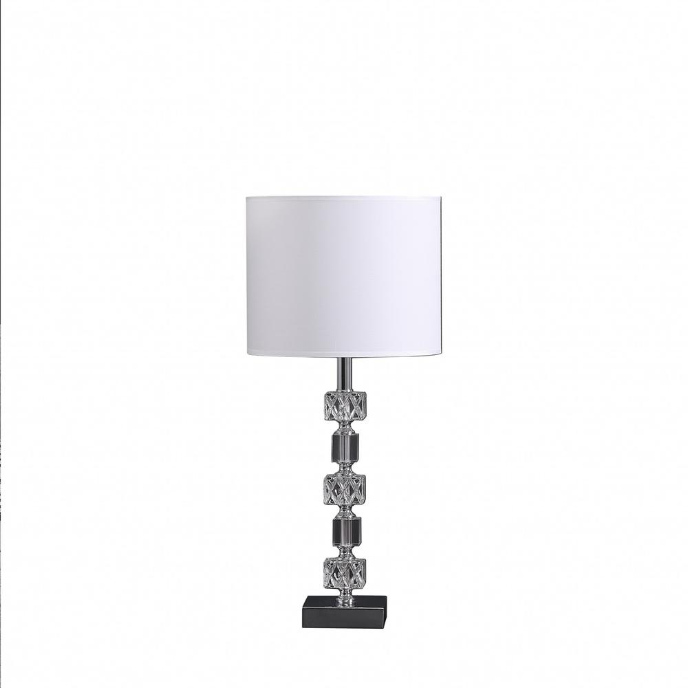 20” Luxurious Crystal And Steel Table Lamp. Picture 1