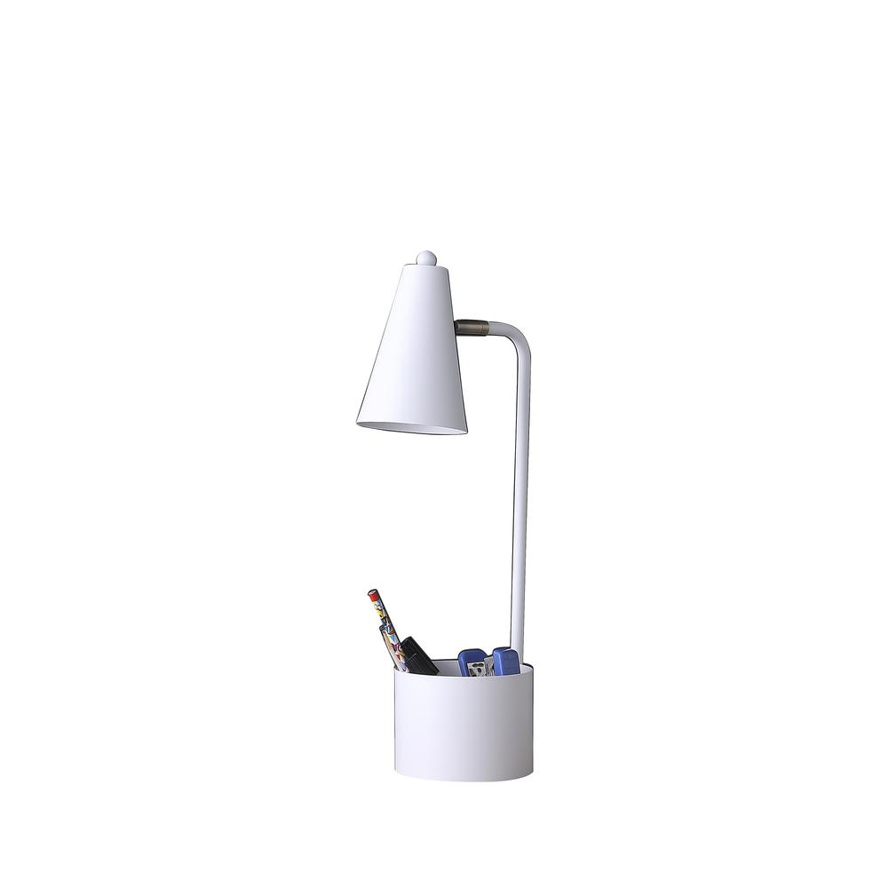 20" Compact White Student Metal Desk Lamp. Picture 1