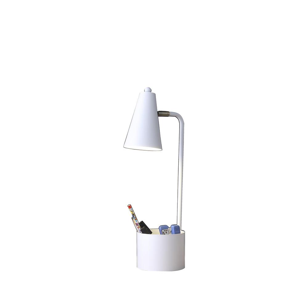 20" Compact White Student Metal Desk Lamp. Picture 2