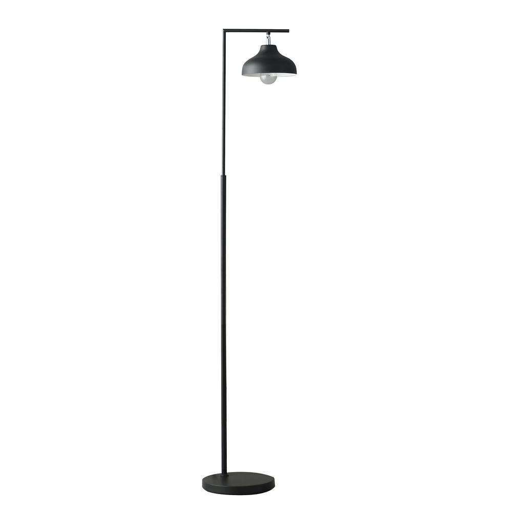 63" Black Modern Farmhouse Floor Lamp with Black Shade. Picture 1