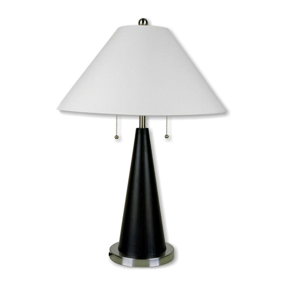 Black Conical Table Lamp with White Shade. Picture 1