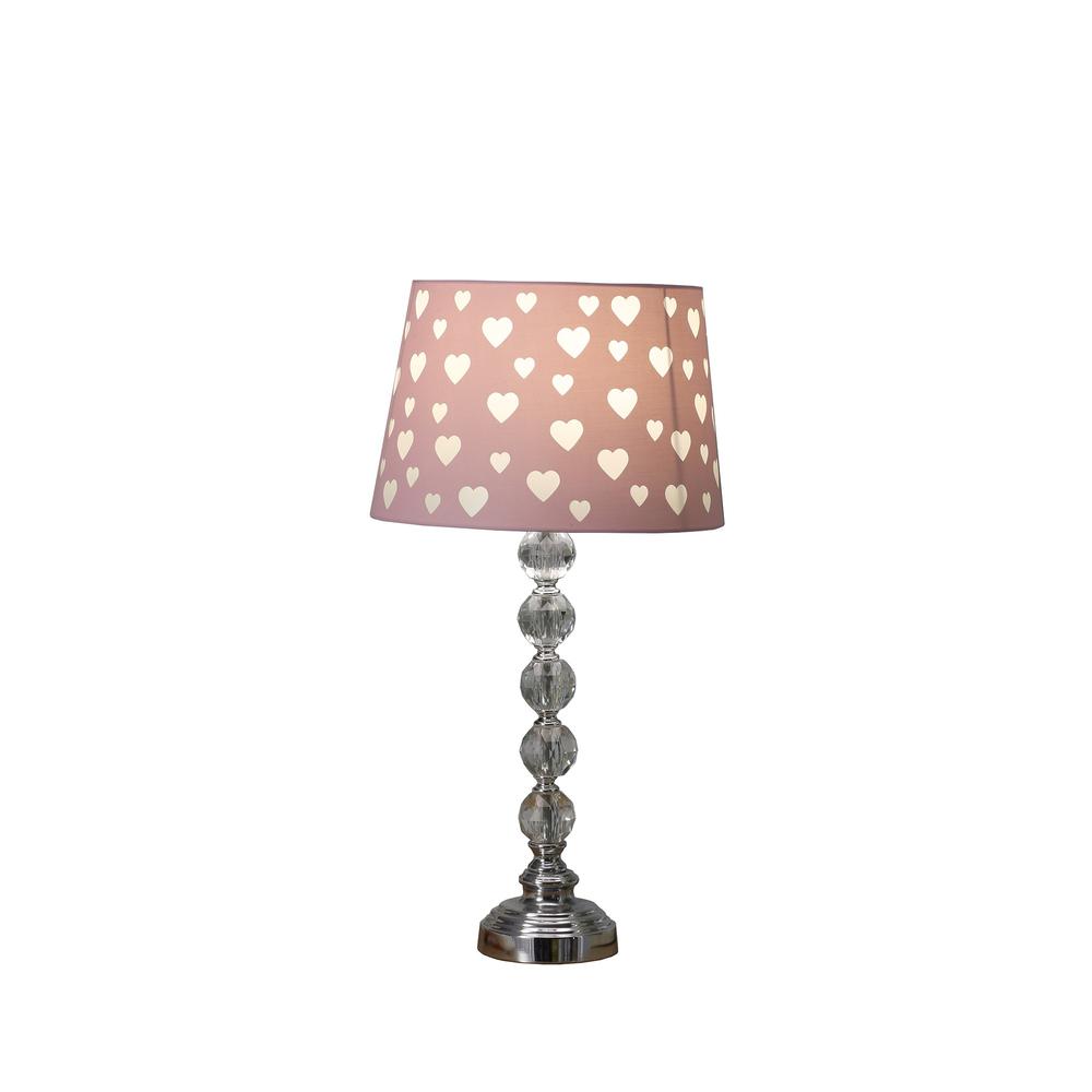 22" Crystal With Pink And White Dot Shade Table Lamp. Picture 3