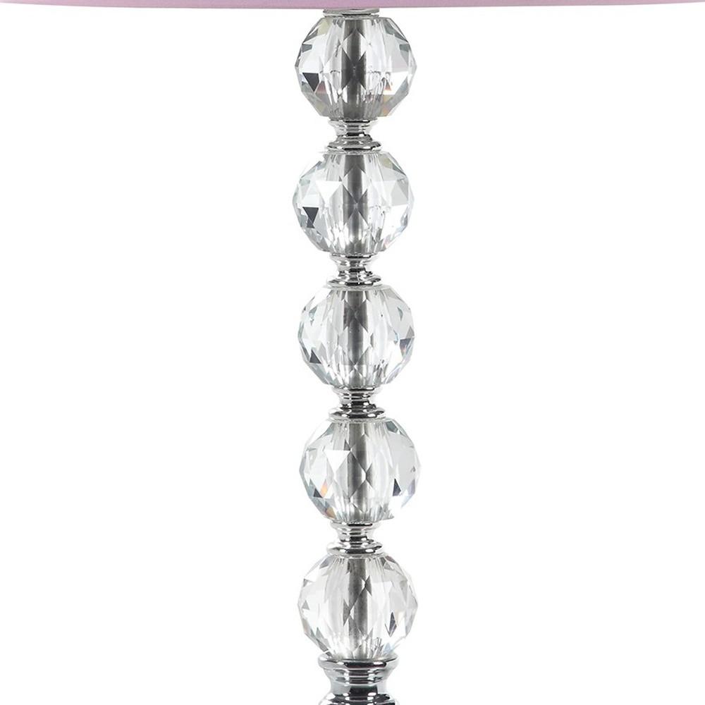 22" Crystal With Pink And White Dot Shade Table Lamp. Picture 5