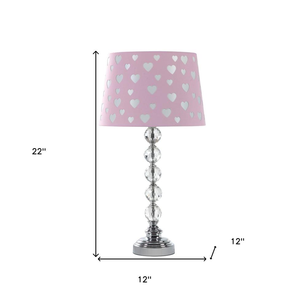 22" Crystal With Pink And White Dot Shade Table Lamp. Picture 8