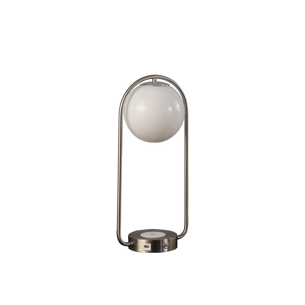 19" Silver Clip Globe USB Table Lamp. Picture 1