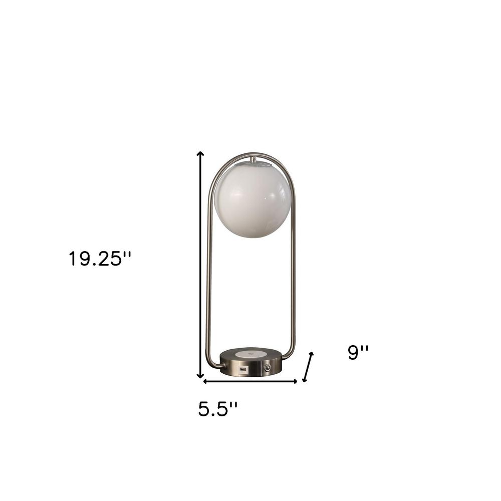 19" Silver Clip Globe USB Table Lamp. Picture 7