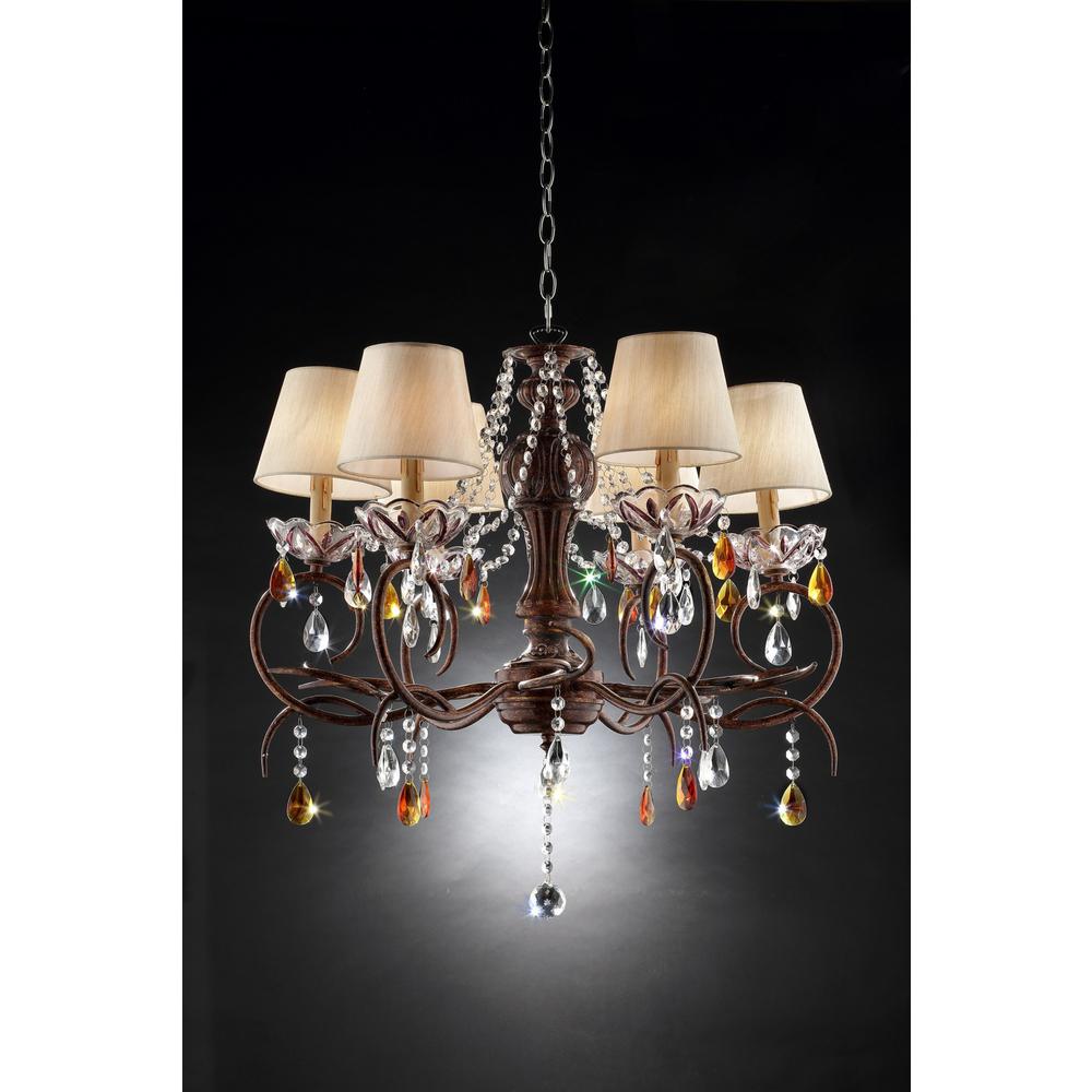 Burnished Bronze Hanging Ceiling Lamp with Clear and Amber Crystals. Picture 2