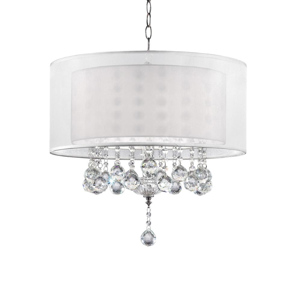 Chic Silver Ceiling Lamp with Crystal Accents and Silver Shade. Picture 1