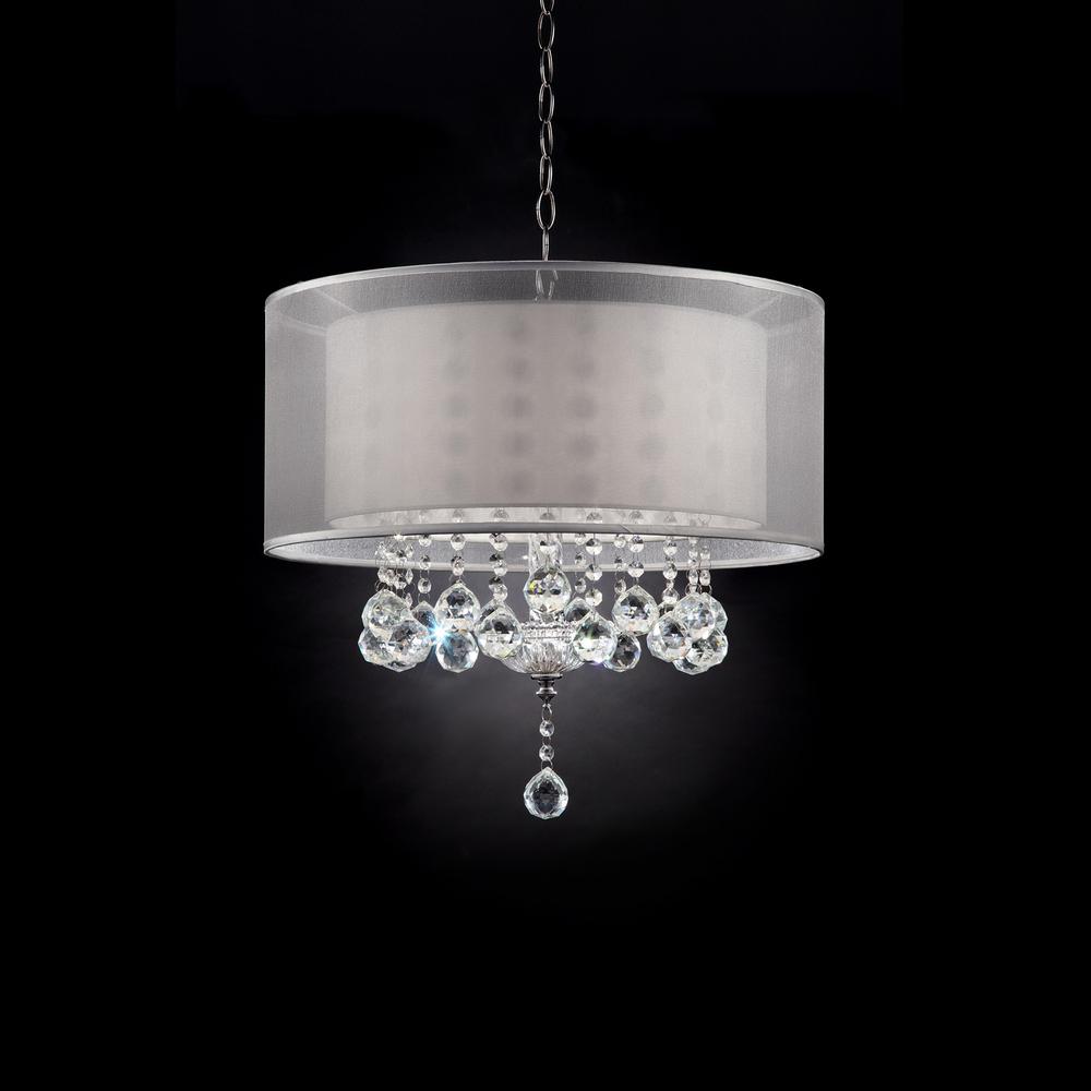 Chic Silver Ceiling Lamp with Crystal Accents and Silver Shade. Picture 2