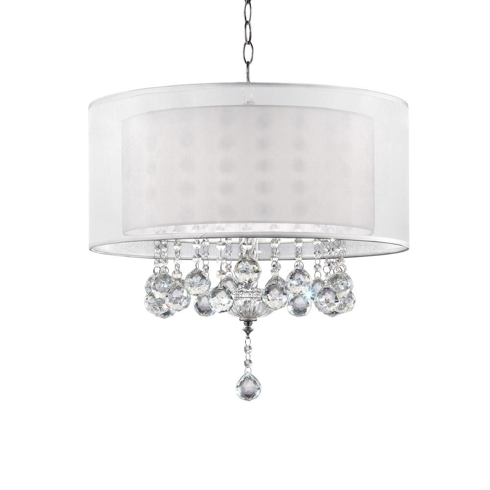 Chic Silver Ceiling Lamp with Crystal Accents and Silver Shade. Picture 4