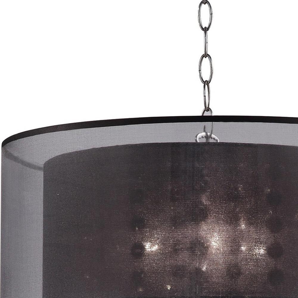 Contempo Silver Ceiling Lamp with Black Shade and Crystal Accents. Picture 6