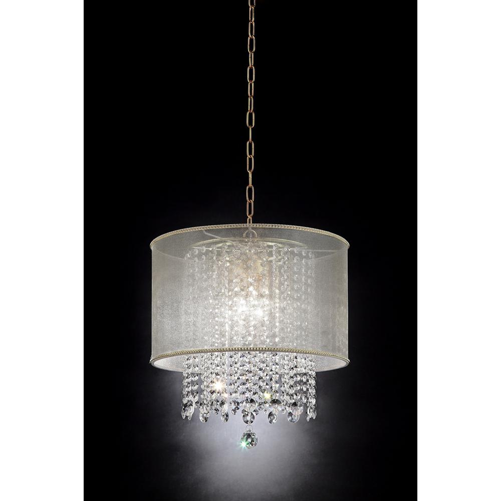 Primo Gold Finish Ceiling Lamp with Crystal Accents and White Shade. Picture 2