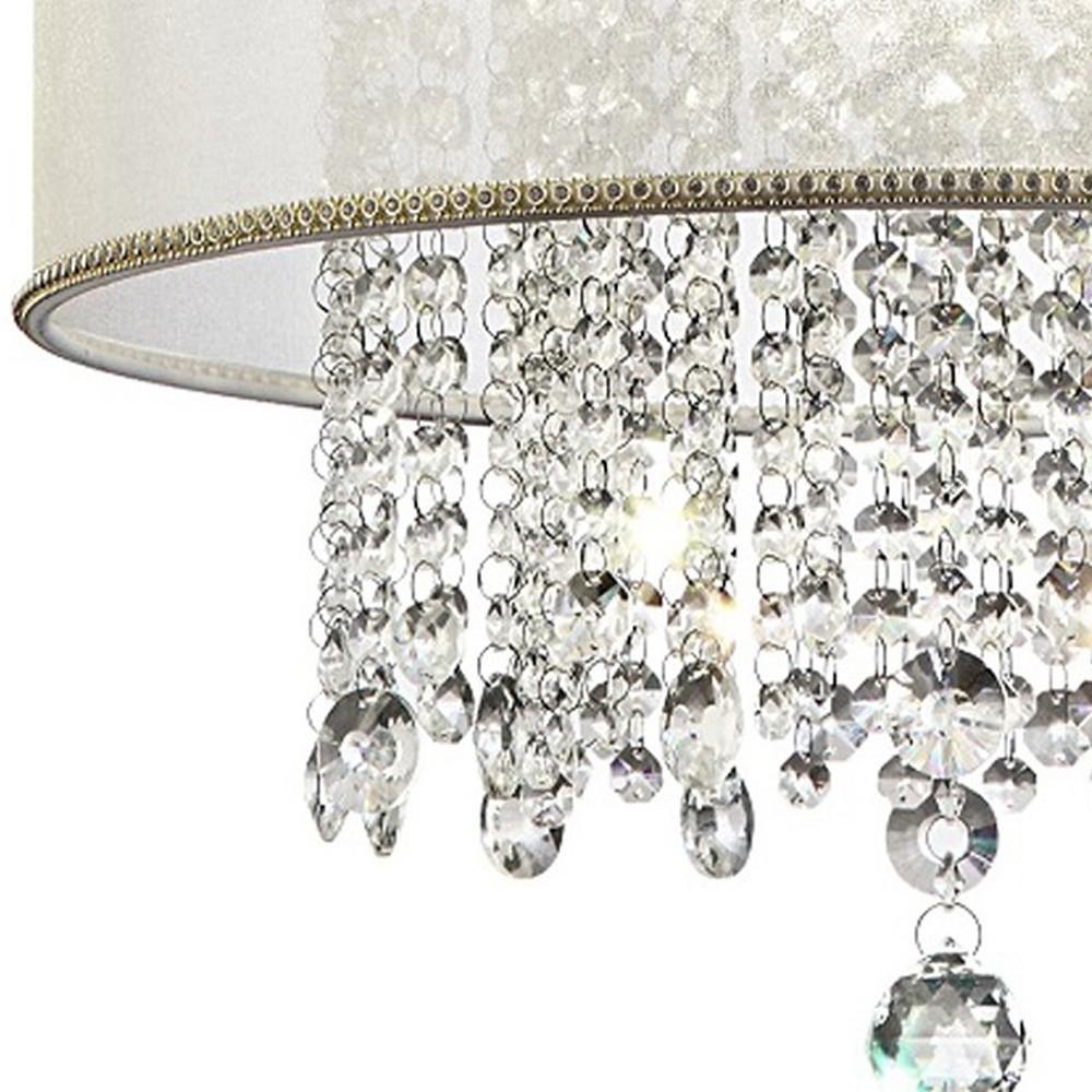 Primo Gold Finish Ceiling Lamp with Crystal Accents and White Shade. Picture 5