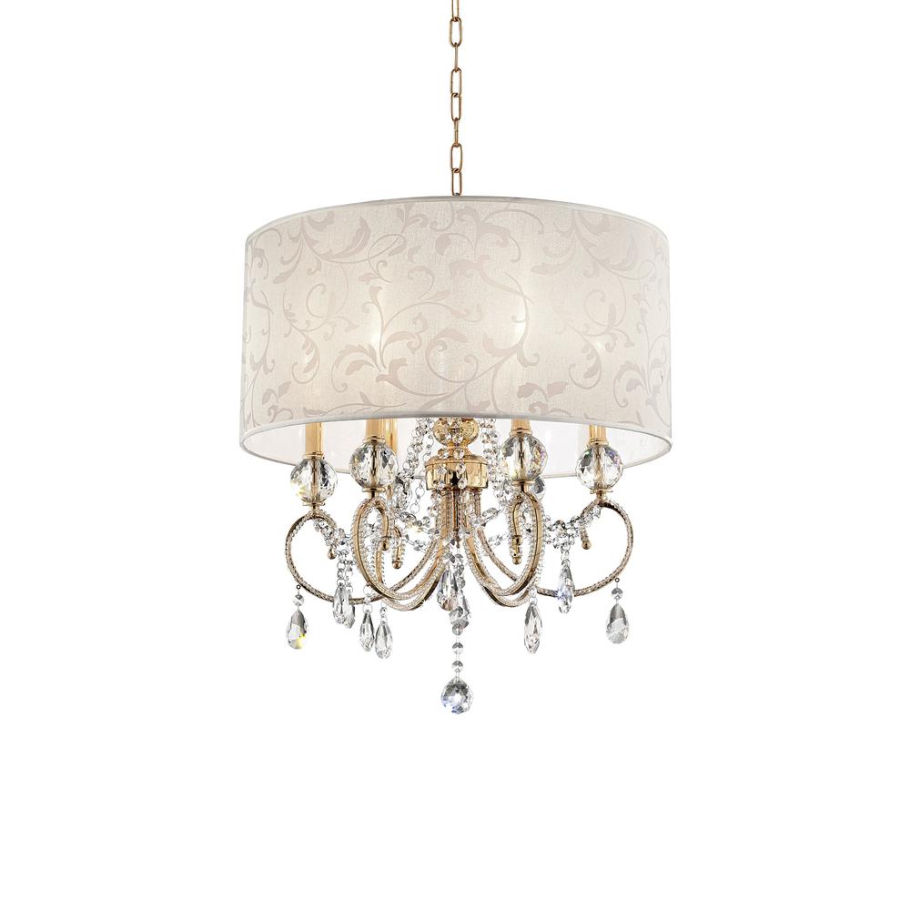 Stunning Brass Gold Finish Ceiling Lamp with Crystal Accents. Picture 1