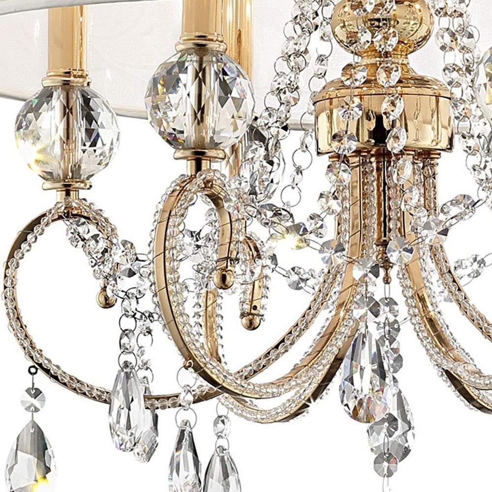 Stunning Brass Gold Finish Ceiling Lamp with Crystal Accents. Picture 5