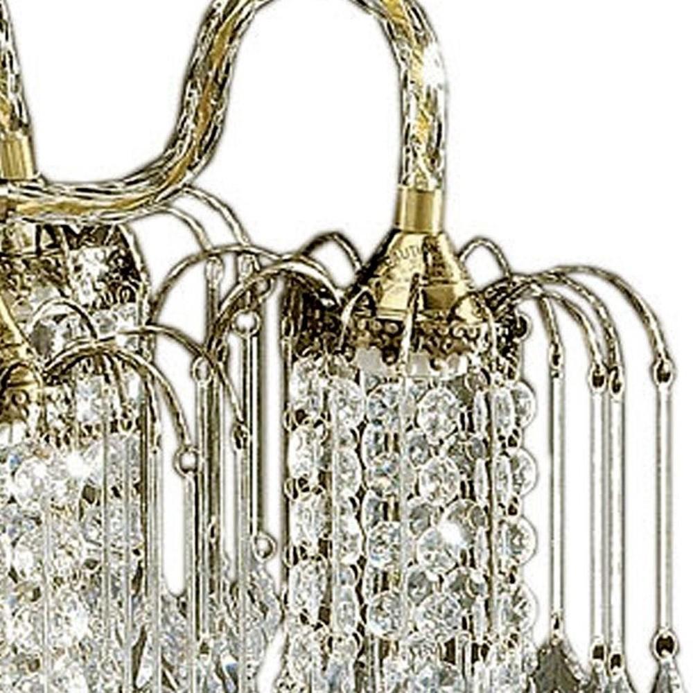 Two Tier Crystal and Brass Hanging Chandelier Light. Picture 3