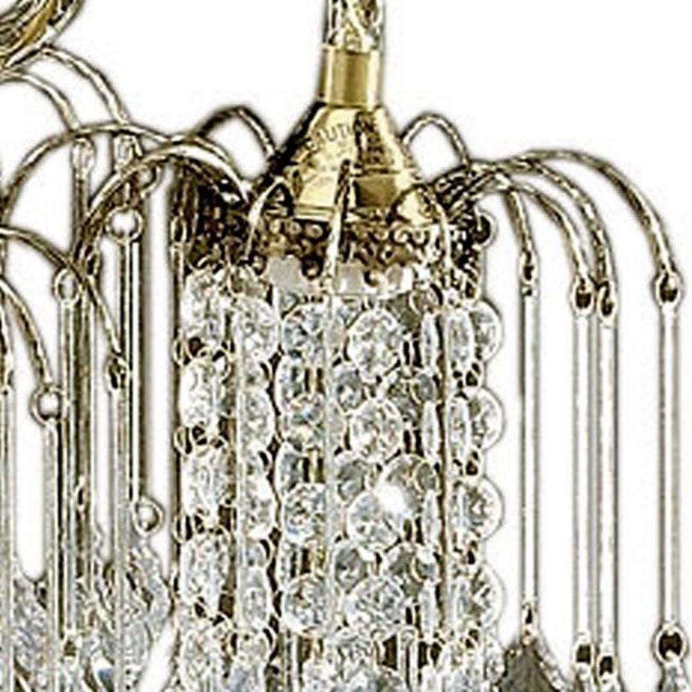Two Tier Crystal and Brass Hanging Chandelier Light. Picture 4