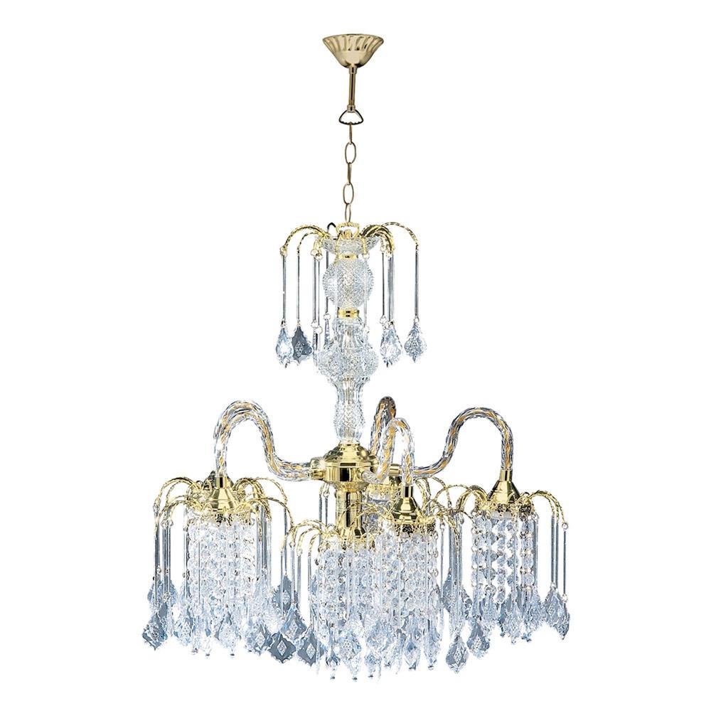 Two Tier Crystal and Gold Hanging Chandelier Light. Picture 2